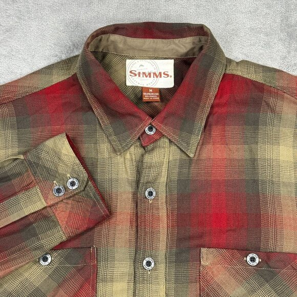 SIMMS Fishing Hunting Plaid Flannel Shirt Mens M Soft Lumberjack Lightweight - Picture 1 of 7